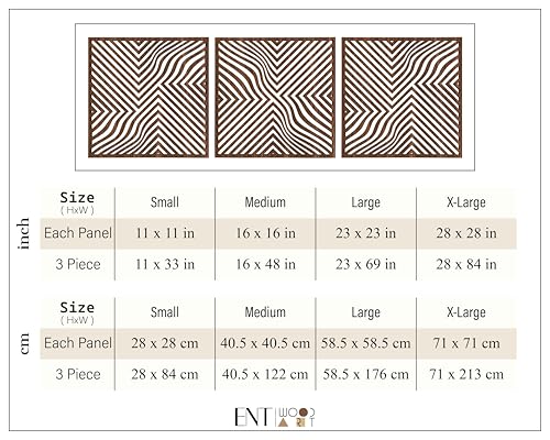Modern Optical Wave Wood Wall Art Set, Extra Large Mid Century Wooden Decor, 3 Piece Geometric Flow Line Panels, Abstract Home Accent for Living Room and Bedroom