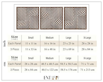 Modern Optical Wave Wood Wall Art Set, Extra Large Mid Century Wooden Decor, 3 Piece Geometric Flow Line Panels, Abstract Home Accent for Living Room and Bedroom