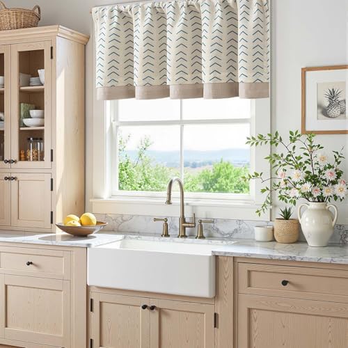 jinchan Arrow Linen Valance 18 Inch Modern Boho 1 Panel Blue on Linen - color: Arrow | Blue on Linen, size: 50"W x 18"L (Pack of 1)