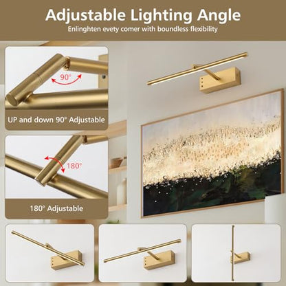 16in Brass Rechargeable Wireless Picture Light - color: Brass