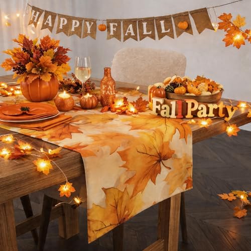 Thanksgiving Decorations - Fall Leaves Table Runner - color: Fall Leaves