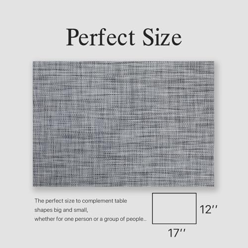 Placemats Set of 6 - Easy Clean Woven Vinyl Placemats for Dining Table, Indoor/Outdoor Place Mats, Washable PVC Table Mats（Dark Gray） - color: A-dark Gray