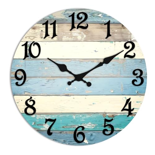 ArtSocket Round Wall Clock Silent Non-Ticking 8", Beach Coastal - color: Geometric Modern Abstract, size: 8in