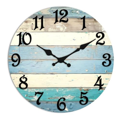 ArtSocket Round Wall Clock Silent Non-Ticking 8", Beach Coastal - color: Geometric Modern Abstract, size: 8in