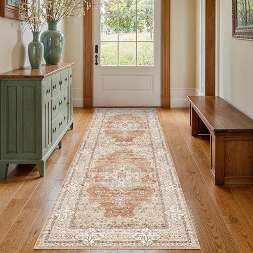 2x5 Washable Hallway Runner Rug - Non-Slip Throw Rugs Terracotta Beige - color: Brick/Terracotta, size: 2' x 5' (Rectangular)