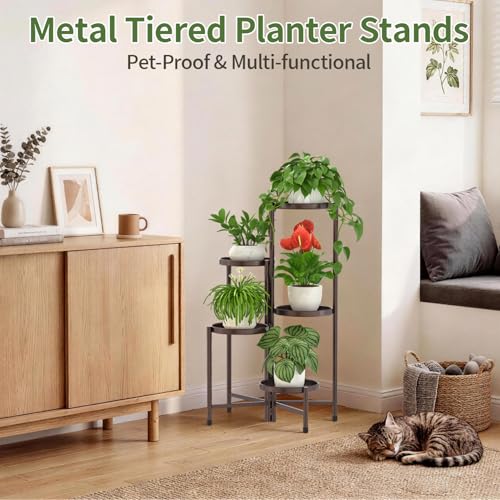 LASZOLA Plant Stand Indoor with 10 Inch Large Metal Tray, 5 Tier Bronze - color: Classic Bronze, size: 5 Tier