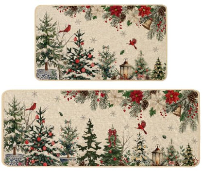 Baccessor Christmas Kitchen Rugs Set of 2, 17x29 and 17x47 Inch - color: Xmas Trees