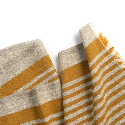Natural Coarse 100% Linen Table Runner 18 x 95 Inches - Rustic Farmhouse Flax Table Runner for Everyday Use, Holidays & Special Occasions (Mustard Yellow, 18 x 95 inch) - color: Mustard Yellow