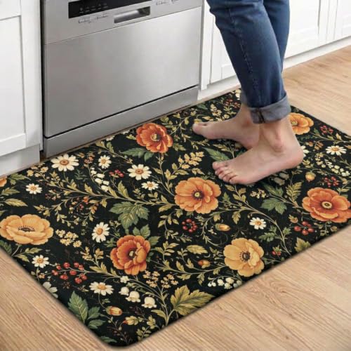 Floral Kitchen Comfort Mat 36x20in Anti-Fatigue Kitchen Mats - color: Monet's Garden