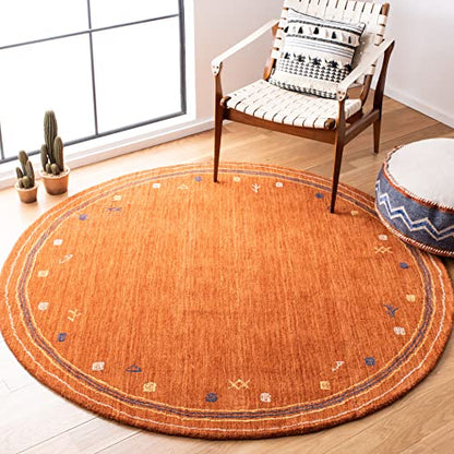 SAFAVIEH Himalaya Collection Area Rug - 4' Round, Rust, Handmade Boho Tribal Wool, Ideal for High Traffic Areas in Living Room, Bedroom (HIM563P) - color: Rust, size: 4' (Round)