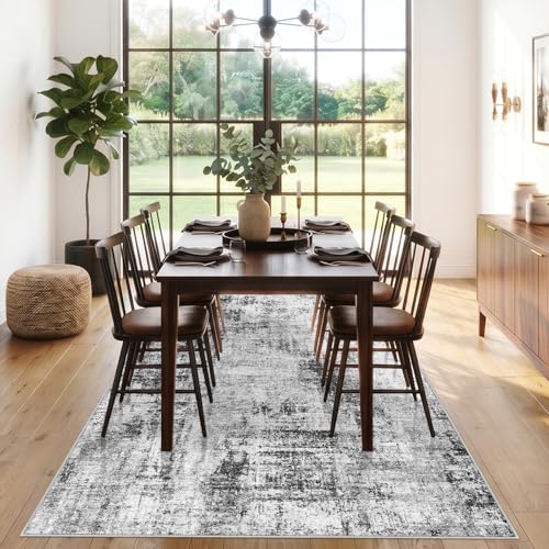 5x10 Rug for Living Room: Non-Slip Washable Hallway Runner Rug Black - color: Black, size: 5' x 10' (Runner)