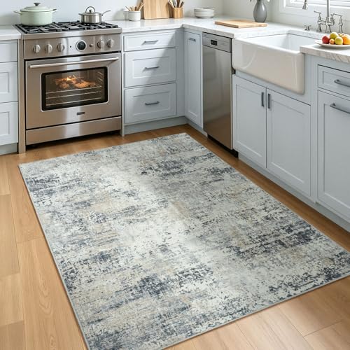 3x5 Area Rug Washable Non Slip, Kithcen Indoor Entrance Door Mat - color: Grey, size: 3' x 5' (Rectangular)
