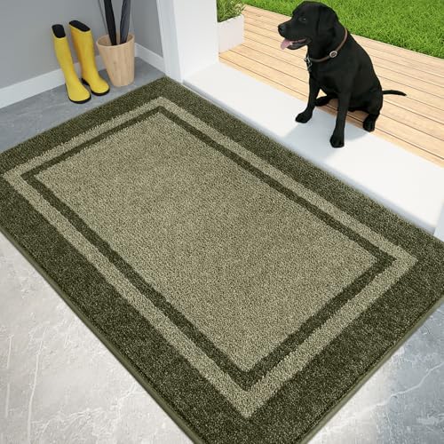 PURRUGS Dirt Trapping Door Mat, 32" x 48", Budding Green & Sage Green - color: Budding Green & Sage Green, size: 32" X 48"
