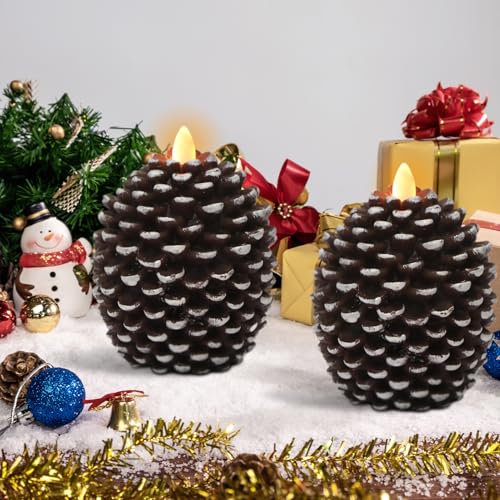 Wondise Flameless Candles with 6H Timer Pine Cone Candles - color: 2-Brown