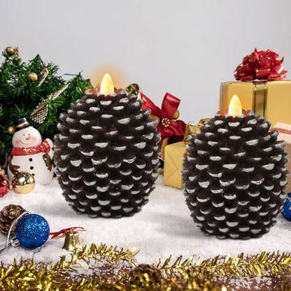 Wondise Flameless Candles with 6H Timer Pine Cone Candles - color: 2-Brown