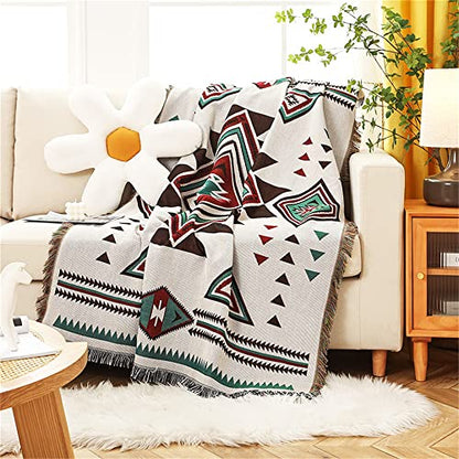 Homesy Aztec Throw Blanket Native Southwestern Bed Blankets 51"x63" White - color: White, size: 51"x63"