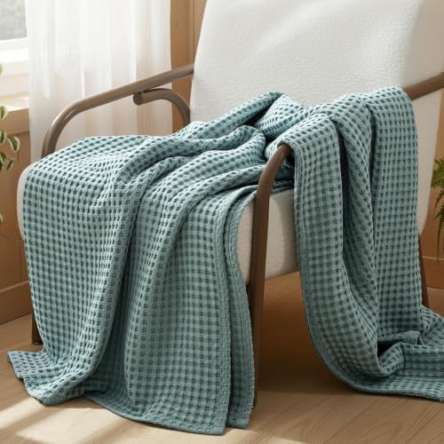 Exclusivo Mezcla 100% Cotton Blanket Queen Size for Bed, Dusty Mint - color: Dusty Mint, size: Queen (90" x 90")
