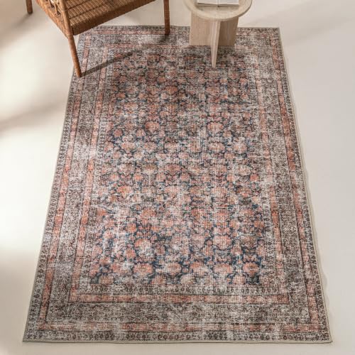 Rustica 4' x 6' Terracotta & Black Accent Rug - Persian-inspired design - size: 4' x 6' (Rectangular)