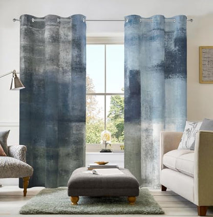 Dusty Blue Abstract Curtains for Living Room Bedroom, 42W x 72L, 2 Panels - color: Blue Grey, size: 42"W x 72"L (Pack of 2)
