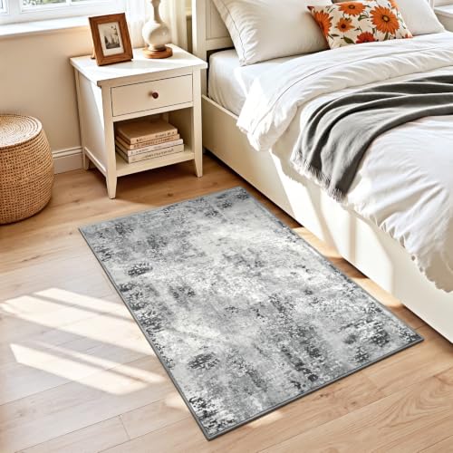 Kelarea Washable Entryway Rug 2x3, Non-Slip Low Pile Abstract Grey - color: Light Grey, size: 2' x 3' (Rectangular)