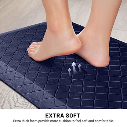 HappyTrends Kitchen Floor Mat - 4/5 Inch Thick Anti-Fatigue Kitchen Rug - color: Blue, size: 28"L x 17.3"W x 0.8"Th