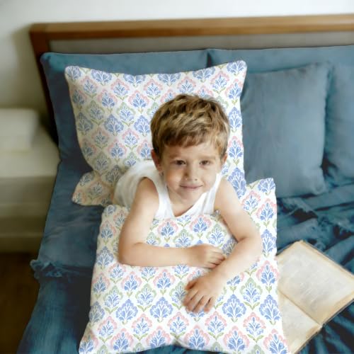 Pink Blue Green Floral Block Print Pillow Covers 18x18 Set of 2 - color: Blue Pink and Green-9, size: 18" x 18" (Pack of 1)