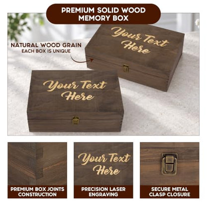 Personalized Wooden Keepsake Box, Custom Engraved Memory Box with Lid - style: 1. Your Text Here