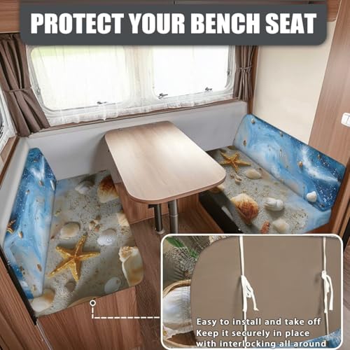 Beach Starfish Seashell Print 2 Pack RV Dinette Cushion Covers Breathable Camper Cushion Slipcover Non-Slip RV Couch Cover Sofa Slipover for Travel Trailer Couch - color: Beach Starfish Seashell