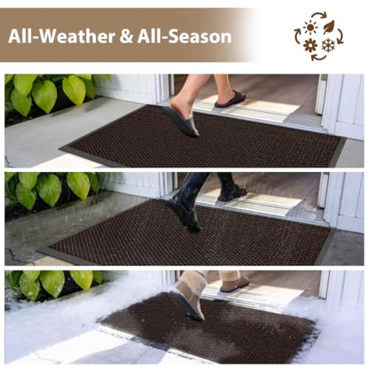 Front Door Mat Outside Entrance Entry Welcome Mat 17"x30" Brown - color: Brown, size: 17"x30"