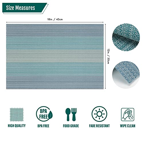 Winknowl Placemats, Set of 8 Heat Resistant Stain Resistant Woven Vinyl Insulation Placemats, Durable Washable Elegant Table Mats for Dining (Blue) - color: Christmas Blue, size: Set of 8