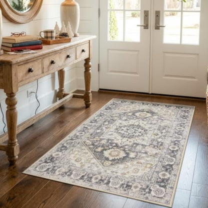 Collive 3'x5' Boho Washable Front Indoor Large Entryway Area Rug - color: Taupe/Multi, size: 36" x 59"