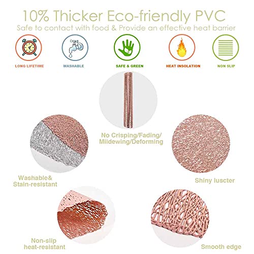 GIVERARE Placemats Set of 4, Round Heat-Resistant Vinyl Placemat, 15 inch Non-Slip Washable PVC Table Mat, Easy to Clean Premium Plastic Mats for Dining, Kitchen Table (Bright Pink) - color: Bright Pink