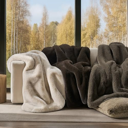 EverGrace Faux Chinchilla Fur Throw Blanket, 60"x80", Espresso Mink - color: Espresso Mink, size: 60"x80"