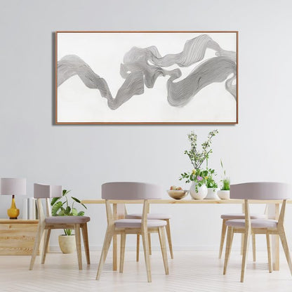 Framed White Modern Abstract Wall Art For Living Room Prints 20" X 40" - color: White Silver, size: 40"L x 20"W