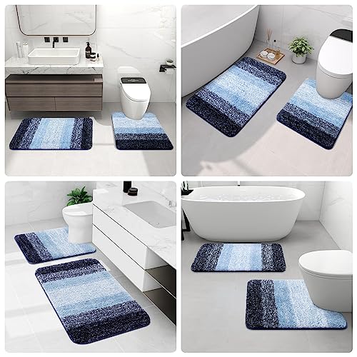Arotive Microfiber Bathroom Rugs, Shaggy Soft Absorbent Bath Rug, 40x32 - color: Blue, size: 40" X 32"
