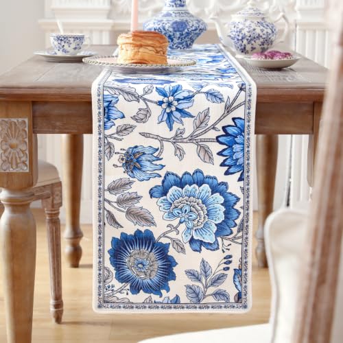 ISAENNE Designer French Linen Long Table Runner,102"x12"-Blanch - color: Blanch, size: 12X102 Inches