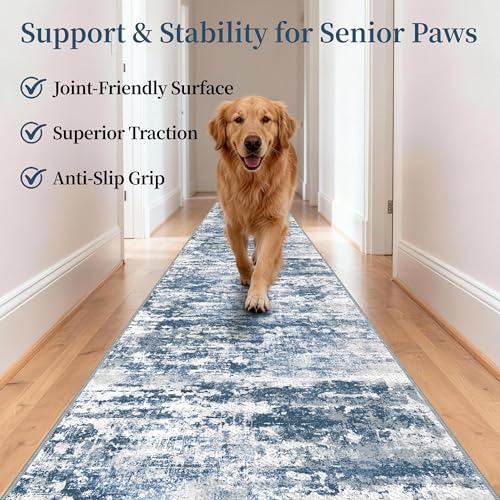 2.6x8 ft Wide Rug Runners for Hallways Non Slip, Kitchen Runner Rug, Blue - color: Abstract-blue, size: 2'7" x 8' (Runner)