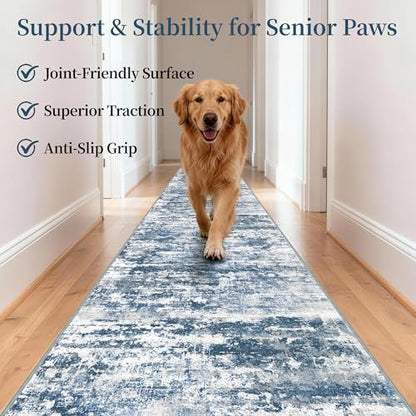 2.6x8 ft Wide Rug Runners for Hallways Non Slip, Kitchen Runner Rug, Blue - color: Abstract-blue, size: 2'7" x 8' (Runner)