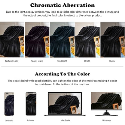 NEWCOSPLAY Fleece Leaves Pattern Twin Blanket, Black, 60"x80" - color: Black, size: Twin(60"x80")