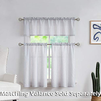 SXZJTEX White Blue Striped Sheer Curtains 84 Inch Living Room Bedroom - color: Blue, size: 40"W x 84"L (Pack of 2)