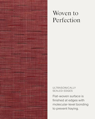 Chilewich Bamboo Placemats Set of 4, Woven Rectangle Placemats - color: Cranberry, size: 14"x19"