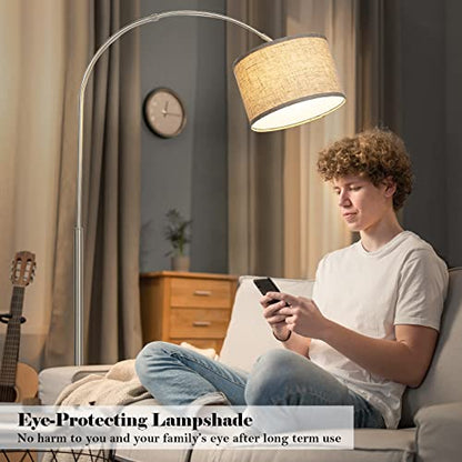 Silver Floor Lamp, Arc Floor Lamp with Adjustable Head and Pedal Switch - color: Silver
