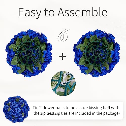 Royal Blue Flowers Balls Centerpieces: 15.7in Diam, Set of 10 - color: Royal Blue, size: 15.7" Diam - 10 PCS