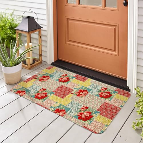 Boho Floral Kitchen Mats Non Slip Bohemia Flowers Kitchen Rugs Farmhouse Home Decor Low-Profile Washable Floor Mat 30x17 Inch - color: Boho Kitchen Mat-06, size: 30x17 inch