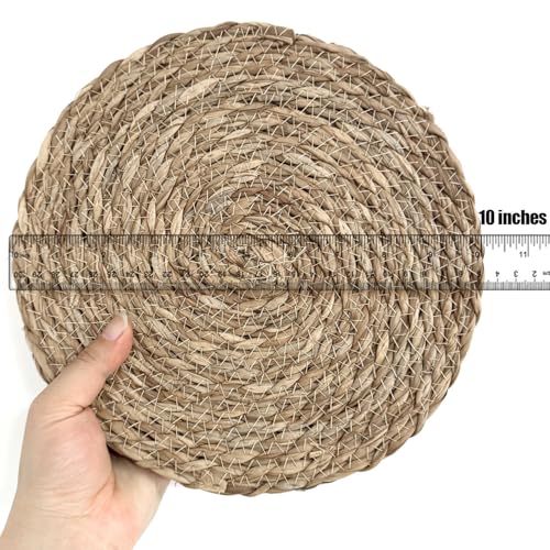 Small Woven Placemats Set of 4, 10 Inch Mini Rattan Placemats Coaster Wicker Place Mats,Natural Farmhouse Jute Braided Table Runner for Small Tableware Please Choose Carefully (10 Inch) - size: 10 Inch 4PCS
