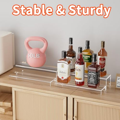 JUESHA 2 Tier Liquor Bottle Display Shelf - color: Clear