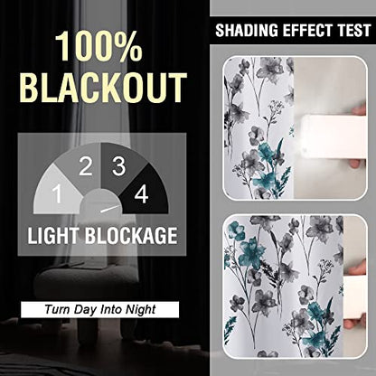 H.VERSAILTEX 100% Blackout Curtains 96 Inches for Living Room, Grey/Teal - color: Grey/Teal, size: 52"W x 96"L (Pack of 2)