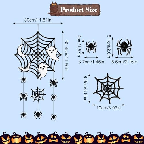 2Pcs Halloween Hanging Decorations, Spider Spiderweb Bat Ghost Door Decorations, Happy Halloween Sign Decoration Welcome Sign Hanging Ornaments for Home Wall Door Decor Party Supplies - color: Spider Web