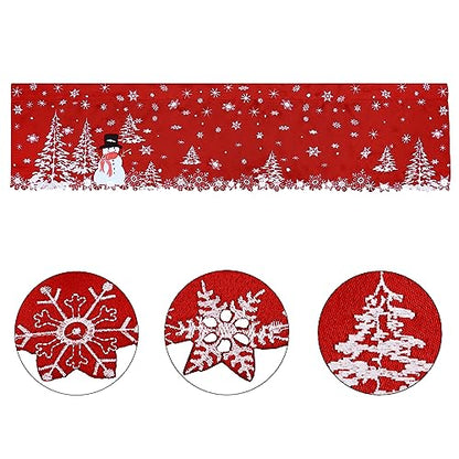 Grelucgo Embroidered Snowman Kitchen Window Curtains Valance 58×14 Inches for Christmas Holidays (Snowman) - color: Snowman