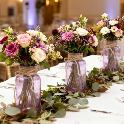 12 Pack Mason Jar Vases for Centerpieces, Purple Glass Flower Vase - color: Purple